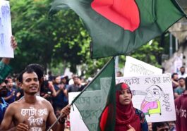 Bangladesh University students protest against the conventional quotas system.