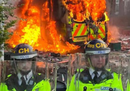 Thirty- Nine police officers were injured as bricks thrown in protest following the knife incident