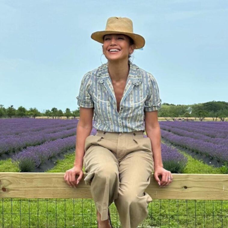 Jennifer Lopez enjoys a bike ride at the Hamptons in floral outfit