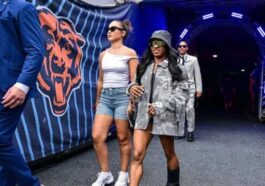 Simone Biles Rocks Packers Jacket at Bears Game