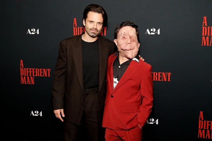 Sebastian Stan talks about his character alongside Adam Pearson