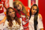 Taylor Swift Celebrates Chiefs' Win Next to Eras Tour Poster